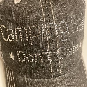 Camping Hair Don’t Care crystal charcoal/grey pony ponytail Velcro trucker hat